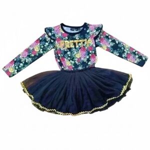 Rock Your Kid “Circus Dress" In Midnight Garden Print Girl's Size 5 Years NWT!
